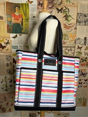 SCOUT Striped Tote in Multicolor with Black Trim